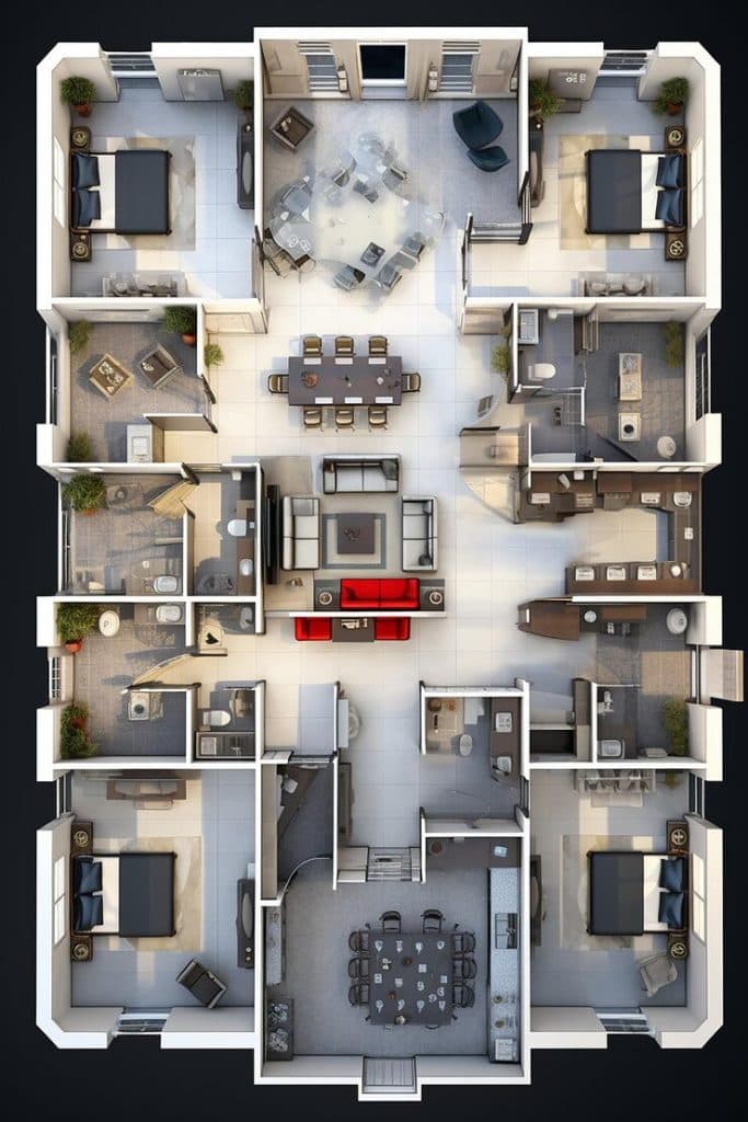 4 Bedroom Apartment Plans for Multi-Family Homes